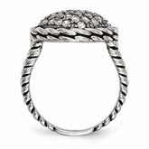 Sophia Jewelers Stainless Steel CZ Fashion Ring with Polished Antiqued Finish